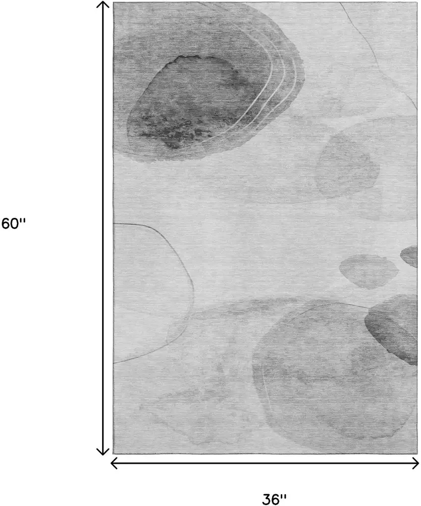 Gray And Ivory Abstract Washable Area Rug With UV Protection Photo 9