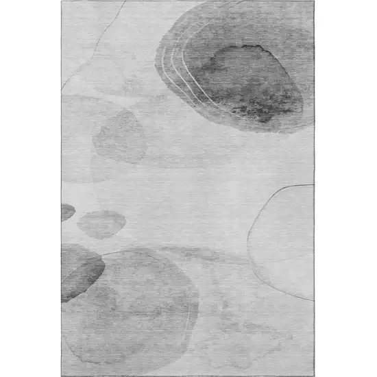 Gray And Ivory Abstract Washable Area Rug With UV Protection Photo 2