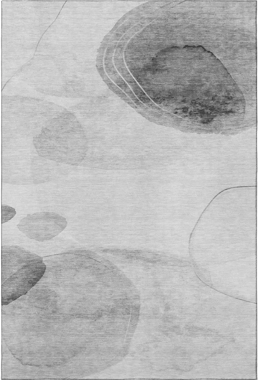 Gray And Ivory Abstract Washable Area Rug With UV Protection Photo 2