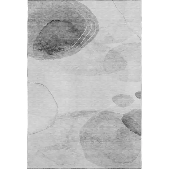 Gray And Ivory Abstract Washable Area Rug With UV Protection Photo 1