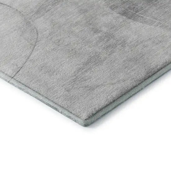 Gray And Ivory Abstract Washable Area Rug With UV Protection Photo 6