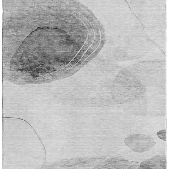 Gray And Ivory Abstract Washable Area Rug With UV Protection Photo 3