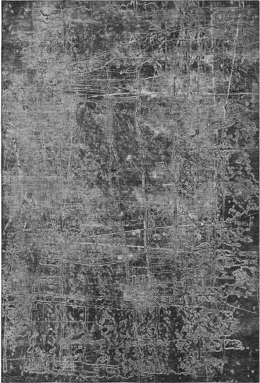 Gray And Ivory Abstract Washable Area Rug With UV Protection Photo 1
