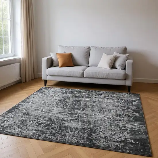 Gray And Ivory Abstract Washable Area Rug With UV Protection Photo 2