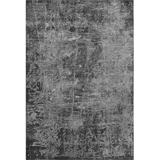 Gray And Ivory Abstract Washable Area Rug With UV Protection Photo 4