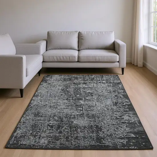 Gray And Ivory Abstract Washable Area Rug With UV Protection Photo 2