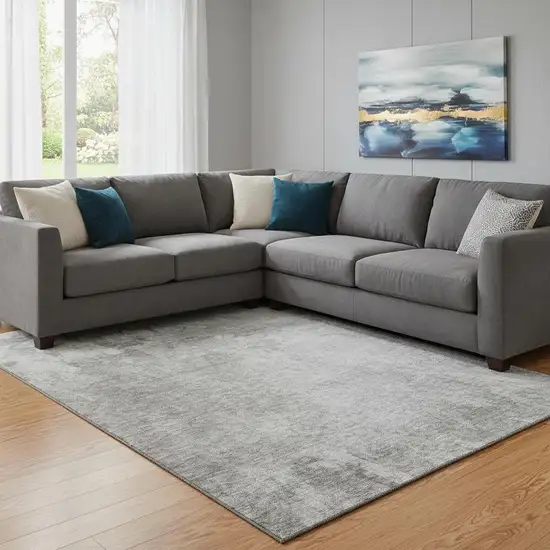 Gray And Ivory Abstract Washable Area Rug With UV Protection Photo 1