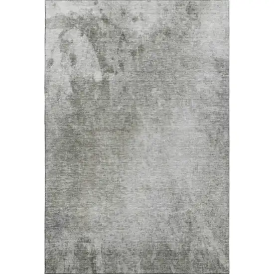 Gray And Ivory Abstract Washable Area Rug With UV Protection Photo 1
