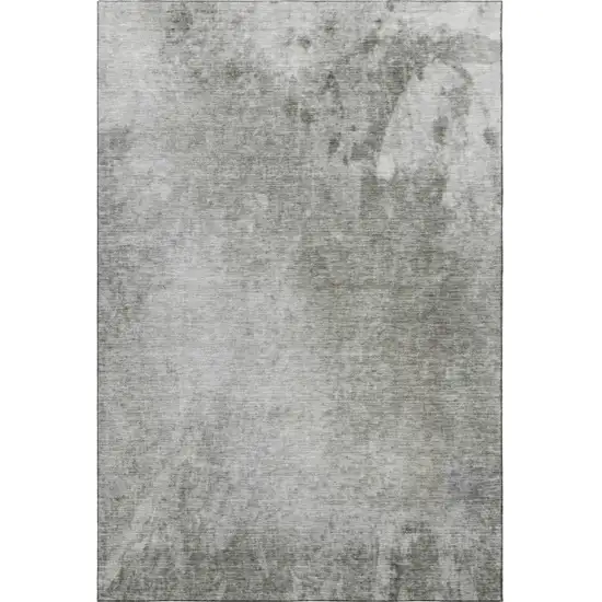 Gray And Ivory Abstract Washable Area Rug With UV Protection Photo 3