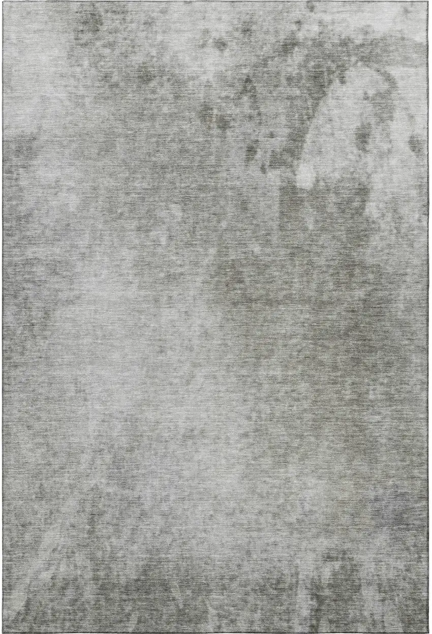Gray And Ivory Abstract Washable Area Rug With UV Protection Photo 3