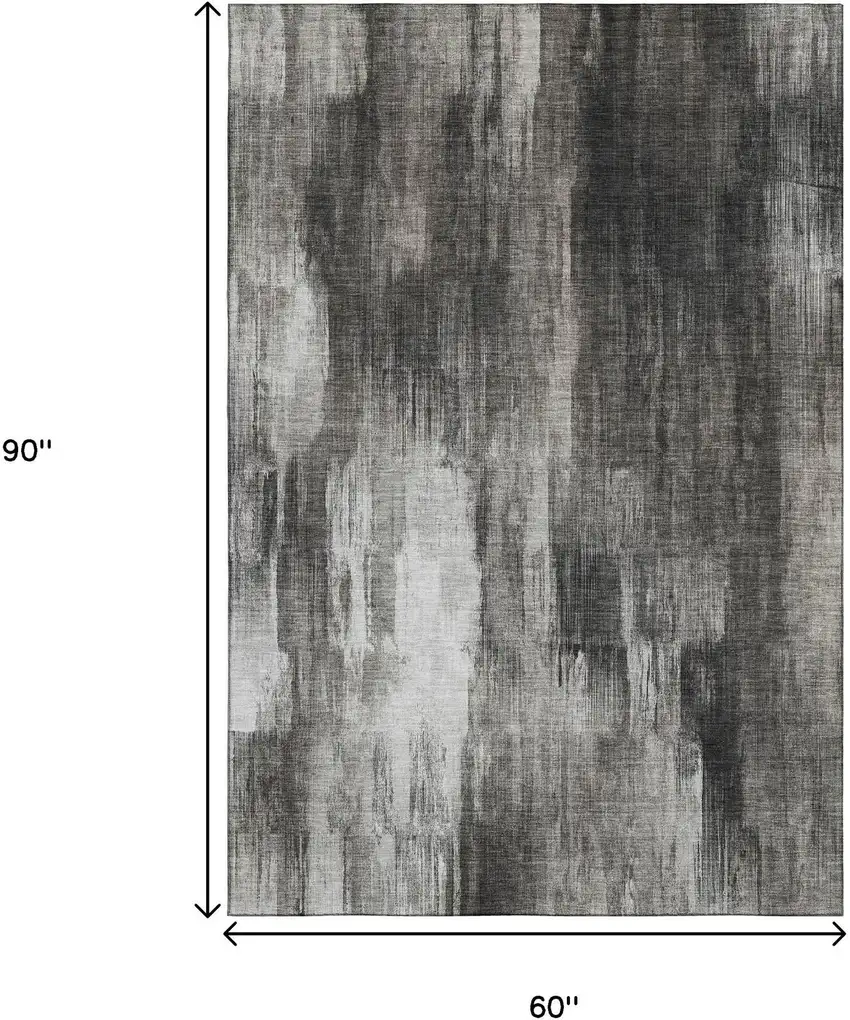 Gray And Ivory Abstract Washable Area Rug With UV Protection Photo 3