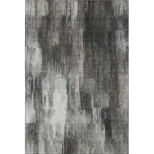 Photo of Gray And Ivory Abstract Washable Area Rug With UV Protection