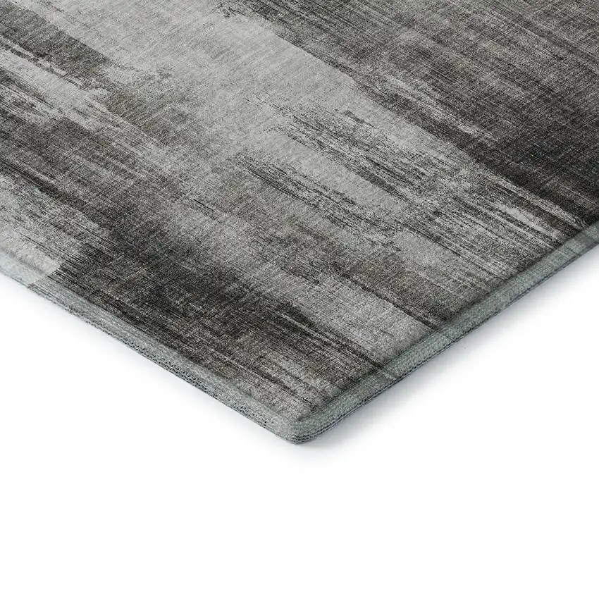 Gray And Ivory Abstract Washable Area Rug With UV Protection Photo 9