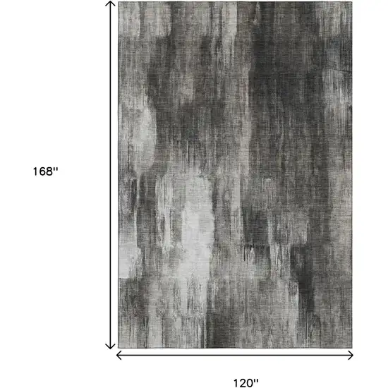 Gray And Ivory Abstract Washable Area Rug With UV Protection Photo 6