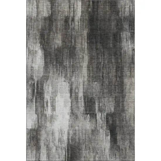 Gray And Ivory Abstract Washable Area Rug With UV Protection Photo 1