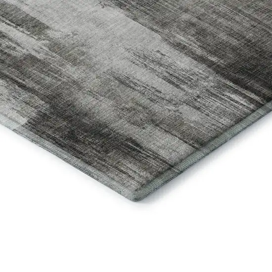 Gray And Ivory Abstract Washable Area Rug With UV Protection Photo 8