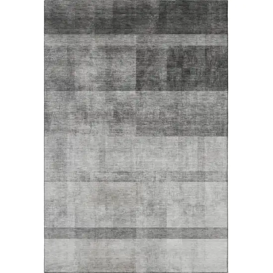 Gray And Ivory Abstract Washable Area Rug With UV Protection Photo 3