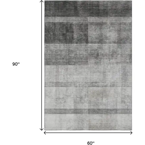 Gray And Ivory Abstract Washable Area Rug With UV Protection Photo 3