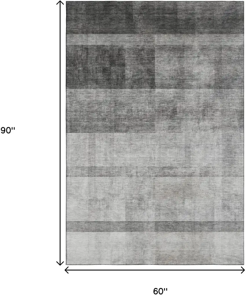 Gray And Ivory Abstract Washable Area Rug With UV Protection Photo 3