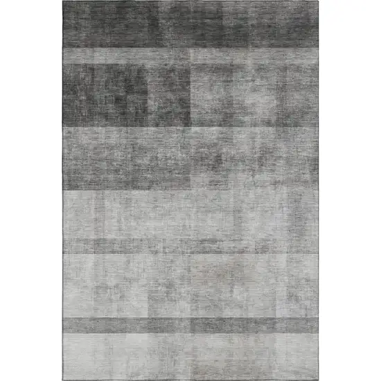 Gray And Ivory Abstract Washable Area Rug With UV Protection Photo 1