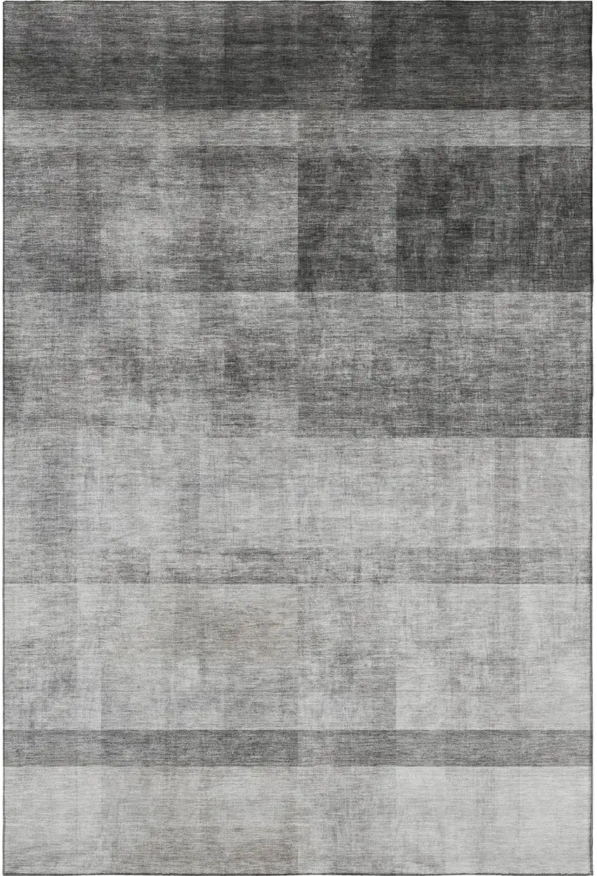 Gray And Ivory Abstract Washable Area Rug With UV Protection Photo 4