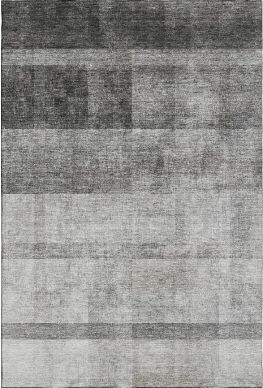 Gray And Ivory Abstract Washable Area Rug With UV Protection Photo 1