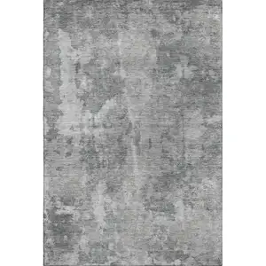 Photo of Gray And Ivory Abstract Washable Area Rug With UV Protection