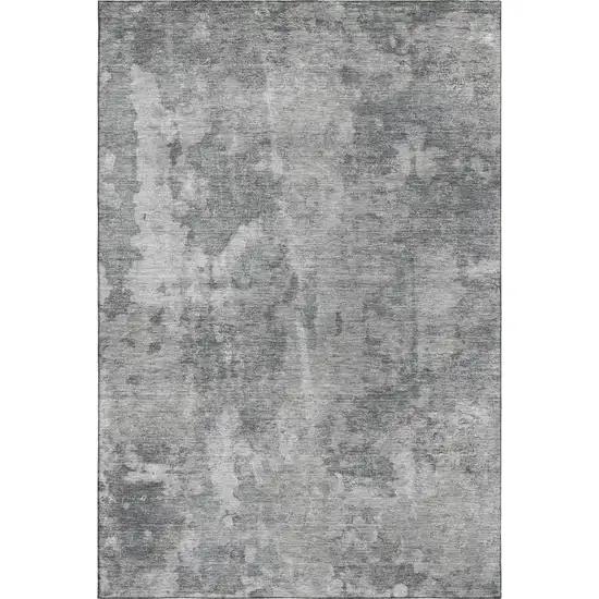 Gray And Ivory Abstract Washable Area Rug With UV Protection Photo 1