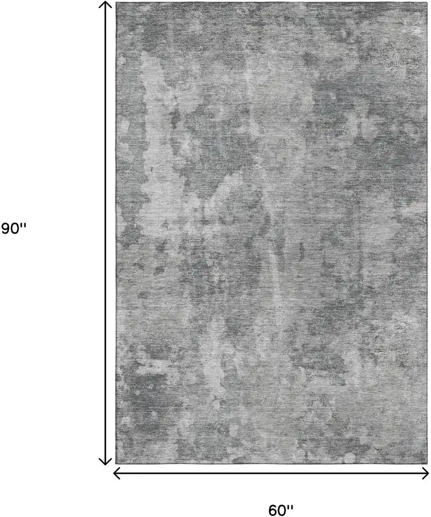 Gray And Ivory Abstract Washable Area Rug With UV Protection Photo 8