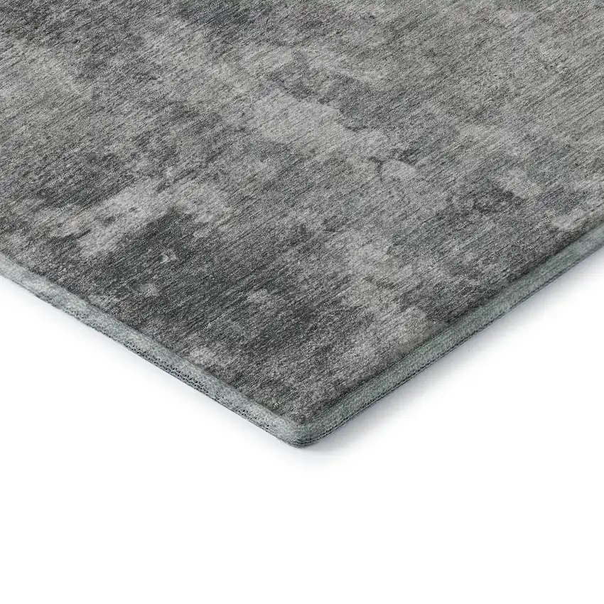 Gray And Ivory Abstract Washable Area Rug With UV Protection Photo 9