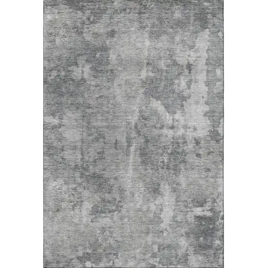 Gray And Ivory Abstract Washable Area Rug With UV Protection Photo 4