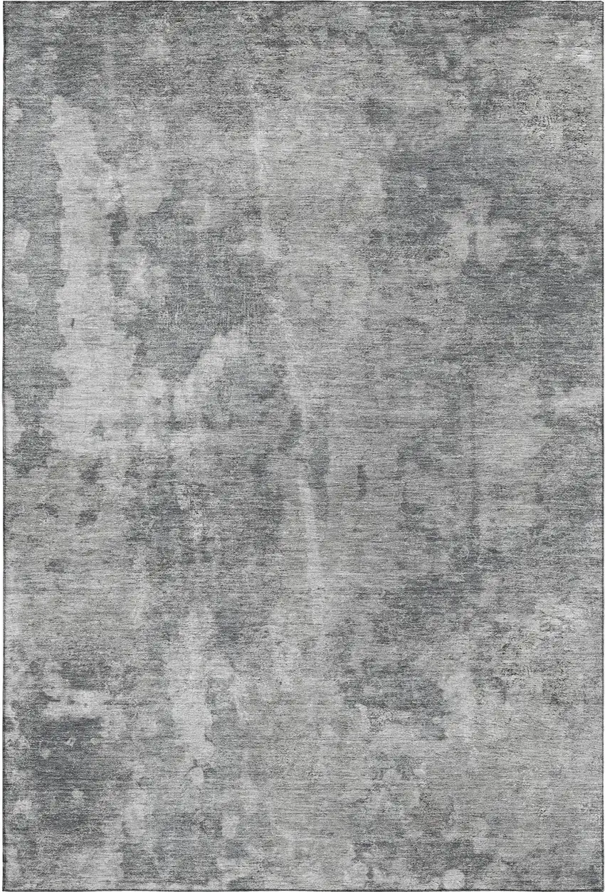 Gray And Ivory Abstract Washable Area Rug With UV Protection Photo 1