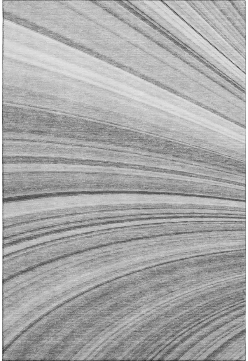 Gray And Ivory Abstract Washable Area Rug With UV Protection Photo 1