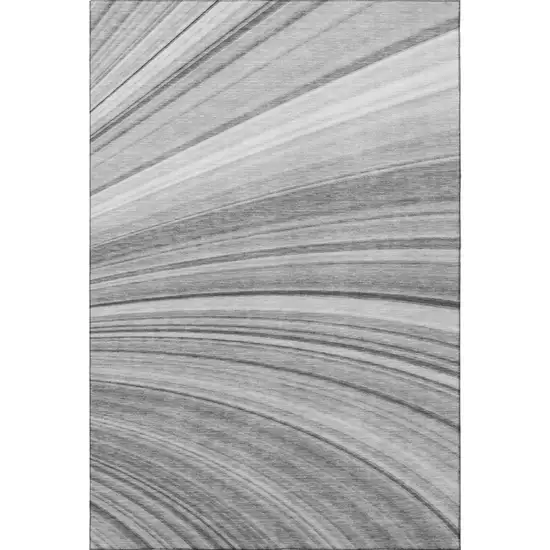 Gray And Ivory Abstract Washable Area Rug With UV Protection Photo 3