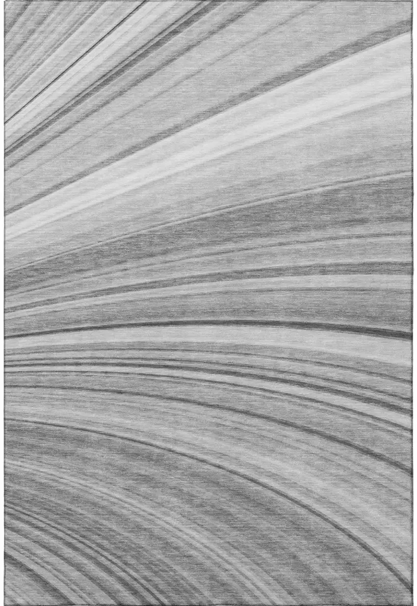 Gray And Ivory Abstract Washable Area Rug With UV Protection Photo 3