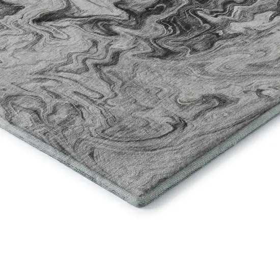 Gray And Ivory Abstract Washable Area Rug With UV Protection Photo 7