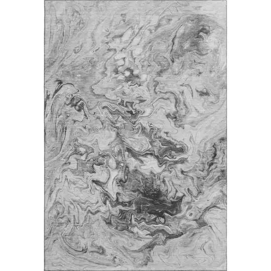 Gray And Ivory Abstract Washable Area Rug With UV Protection Photo 2