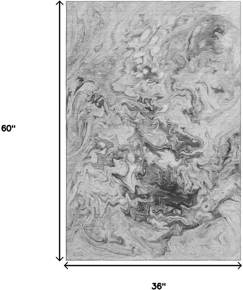 Gray And Ivory Abstract Washable Area Rug With UV Protection Photo 3