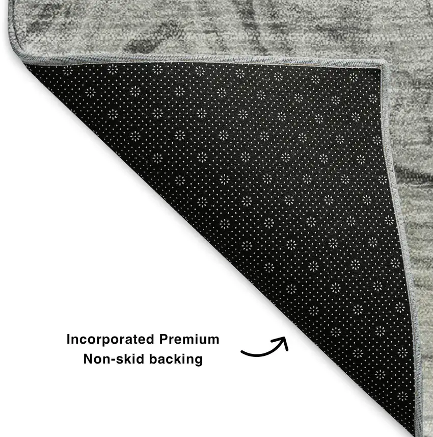 Gray And Ivory Abstract Washable Area Rug With UV Protection Photo 6