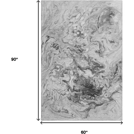 Gray And Ivory Abstract Washable Area Rug With UV Protection Photo 3