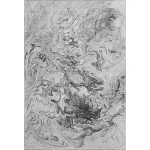 Photo of Gray And Ivory Abstract Washable Area Rug With UV Protection