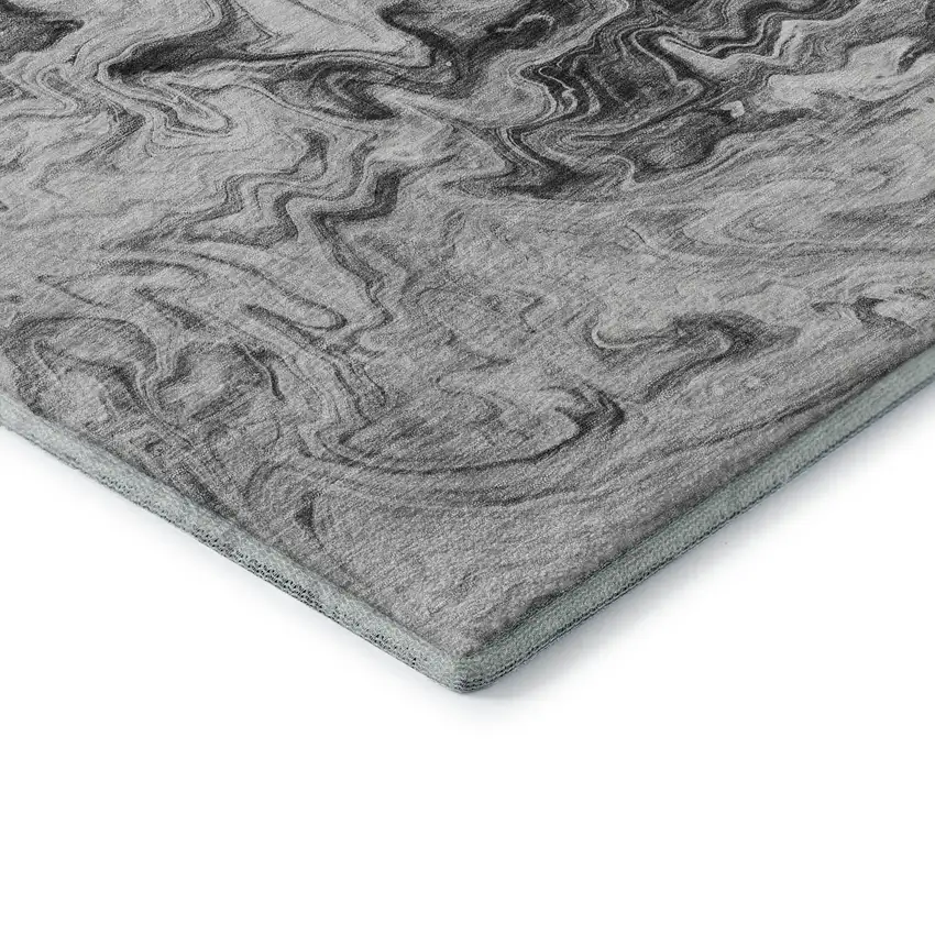 Gray And Ivory Abstract Washable Area Rug With UV Protection Photo 8