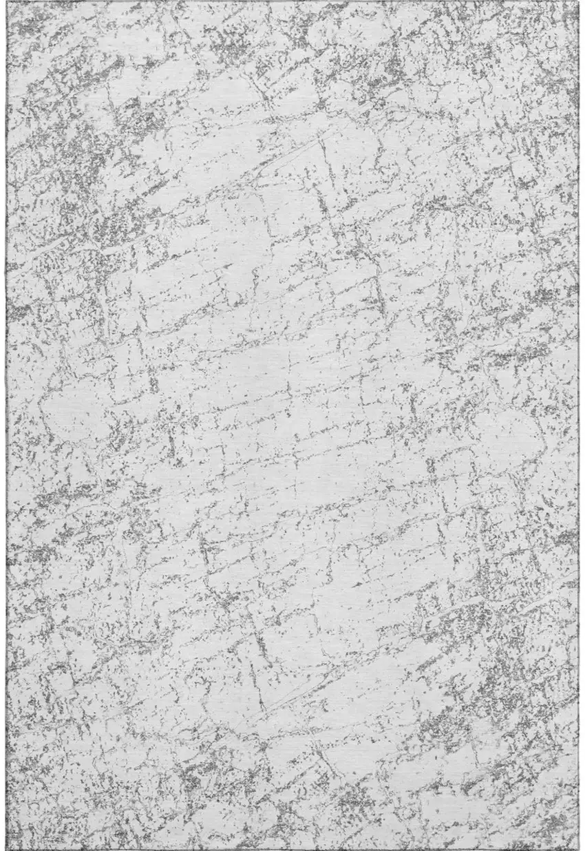 Gray And Ivory Abstract Washable Area Rug With UV Protection Photo 1