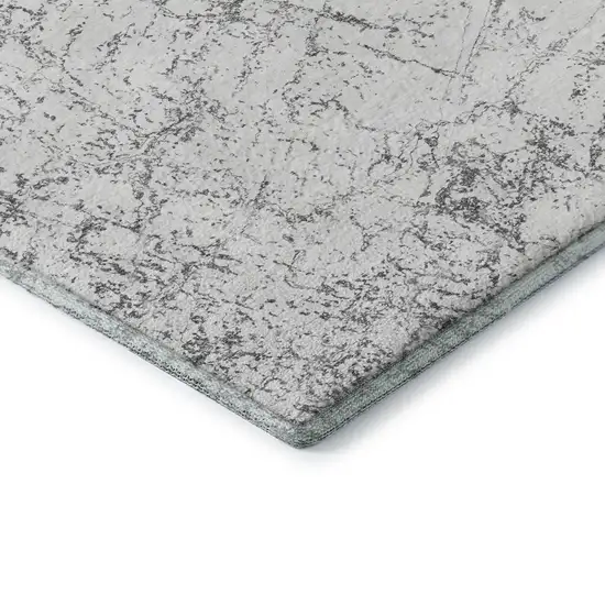 Gray And Ivory Abstract Washable Area Rug With UV Protection Photo 8