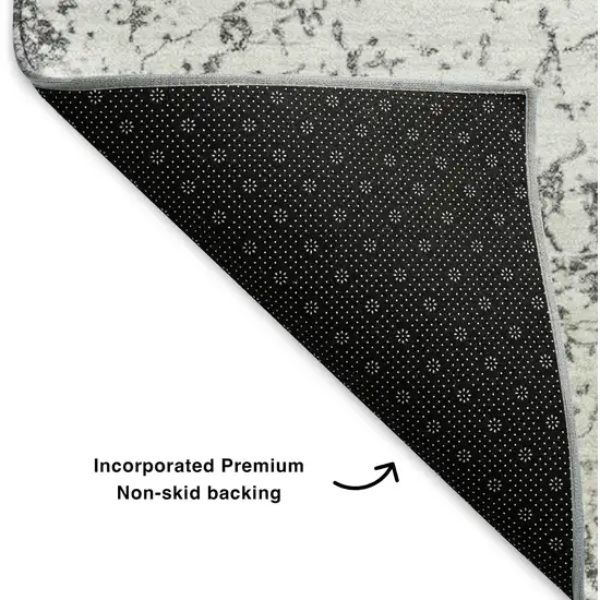 Gray And Ivory Abstract Washable Area Rug With UV Protection Photo 7