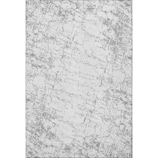 Gray And Ivory Abstract Washable Area Rug With UV Protection Photo 4