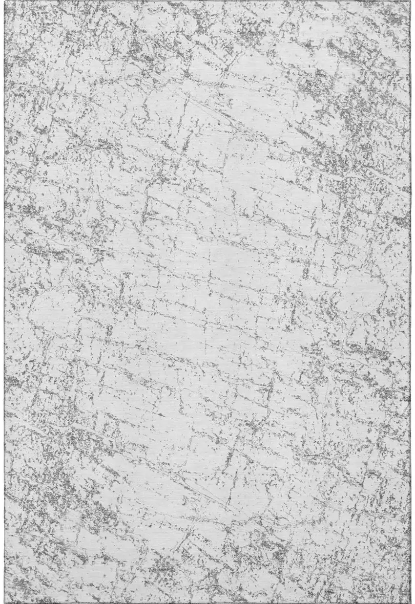 Gray And Ivory Abstract Washable Area Rug With UV Protection Photo 4