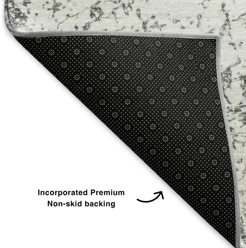 Gray And Ivory Abstract Washable Area Rug With UV Protection Photo 7