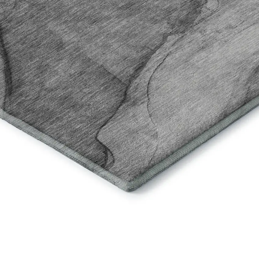 Gray And Ivory Abstract Washable Area Rug With UV Protection Photo 8
