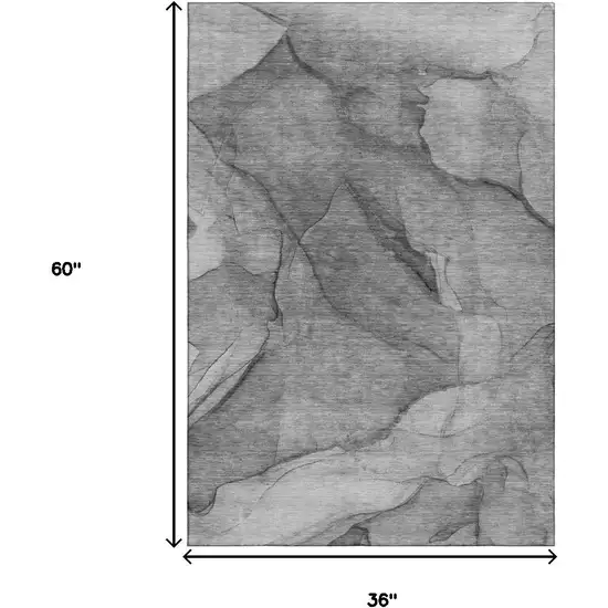 Gray And Ivory Abstract Washable Area Rug With UV Protection Photo 6